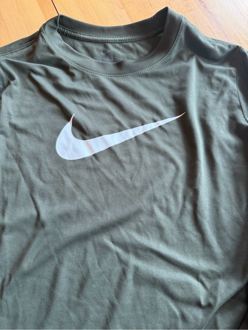 Nike Olive Green Long Sleeve Tee with White Swoosh
